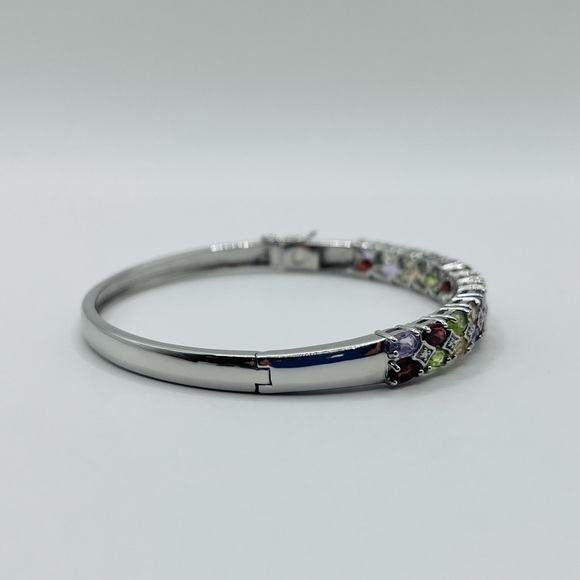 Genuine 5.00 ct Multi-Gemstone Sterling Silver Cuff Bracelet - Picture 5 of 9